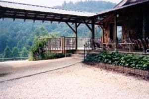 dramatic mountain views seen from this luxury log cabin