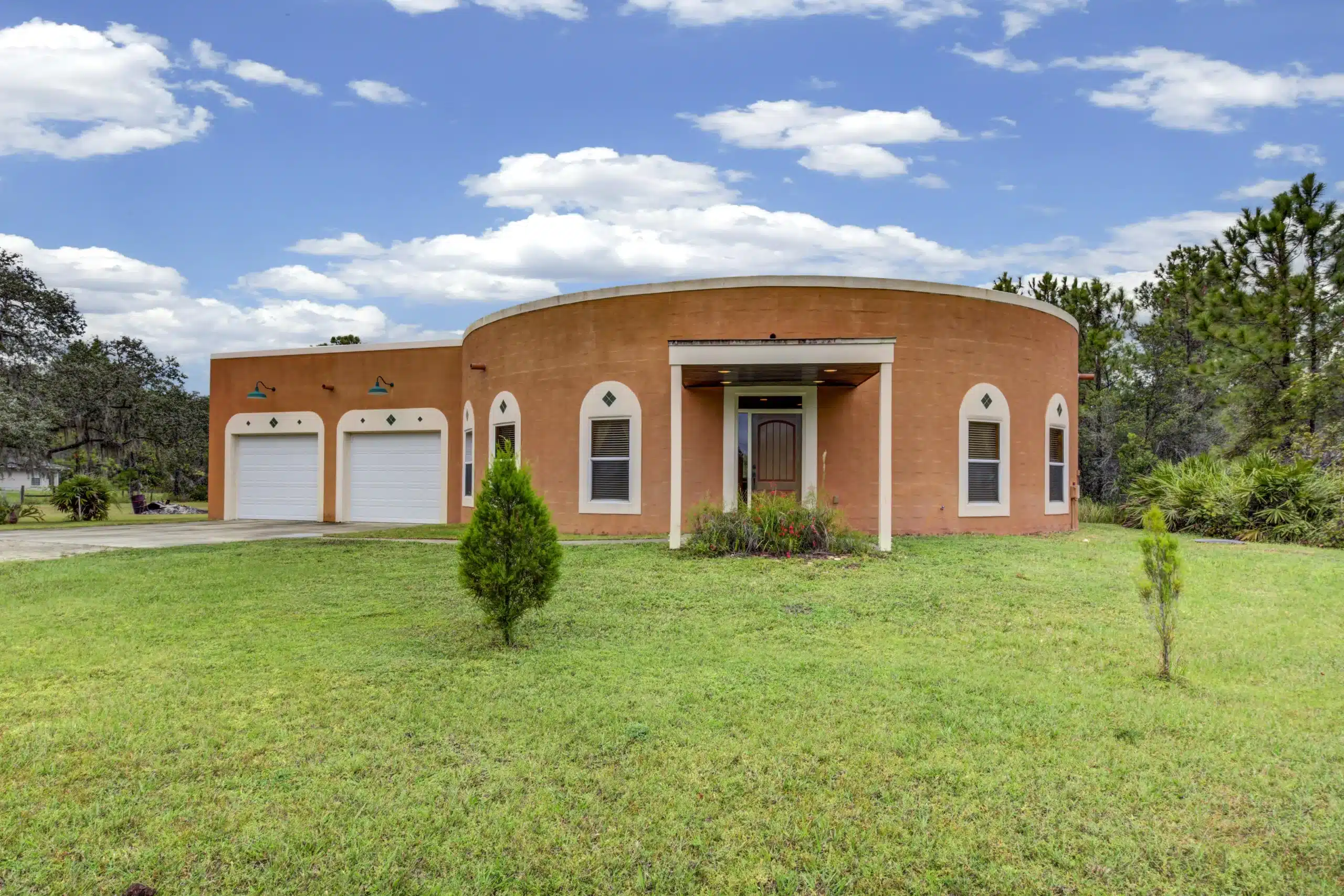 Exterior of the round home for sale