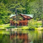 lakefront log home in mills river nc