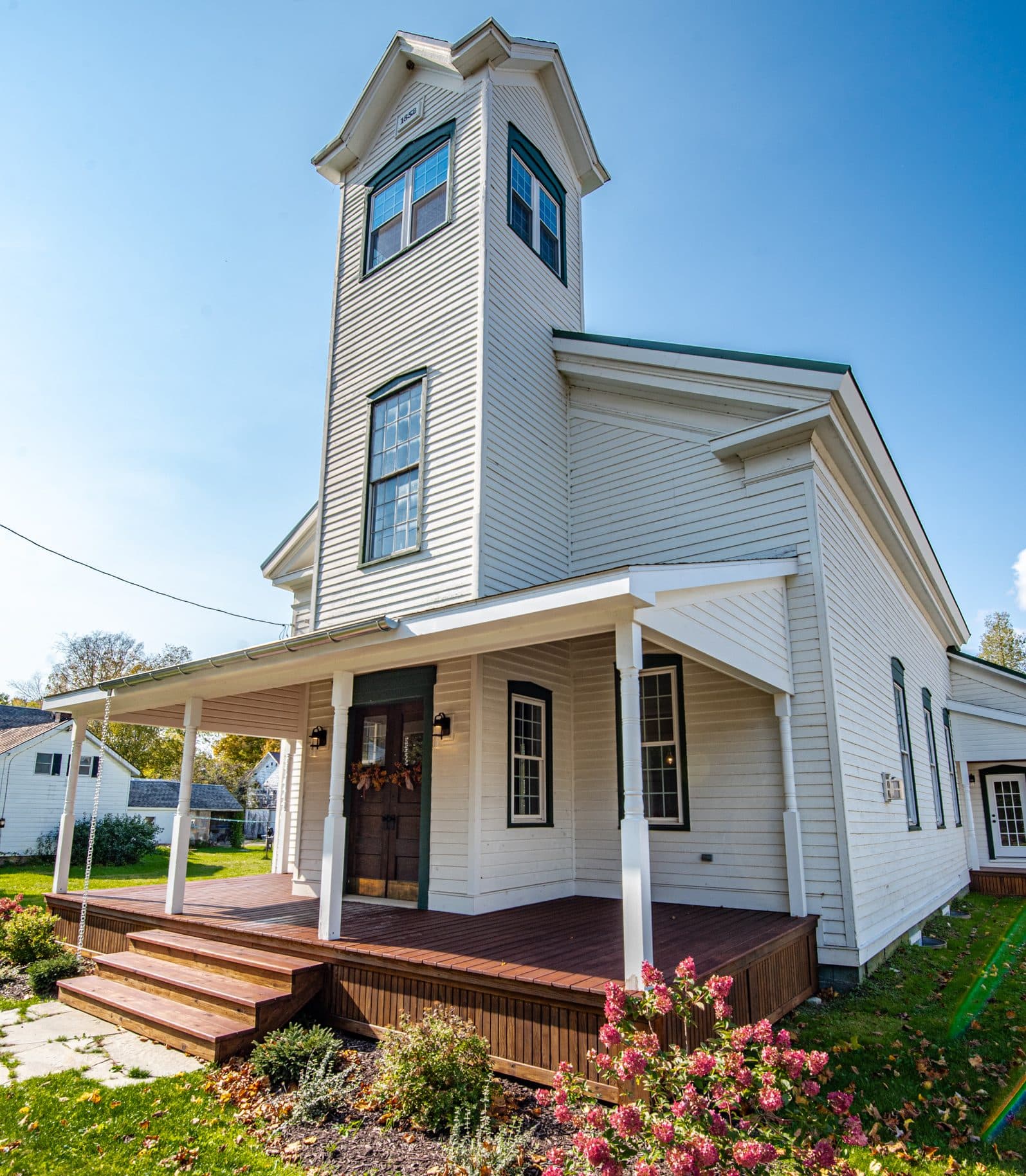 Exterior view of this amazing church to home conversion.