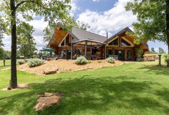 Exterior of Pioneer Log Home for Sale