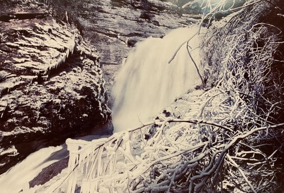 famous waterfalls in winter.