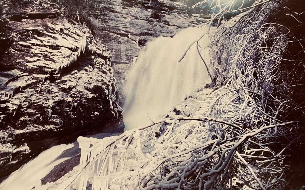 famous waterfalls in winter.