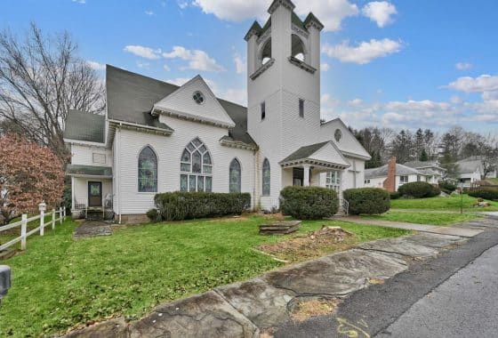 Exterior view of this 1856 church house conversion.