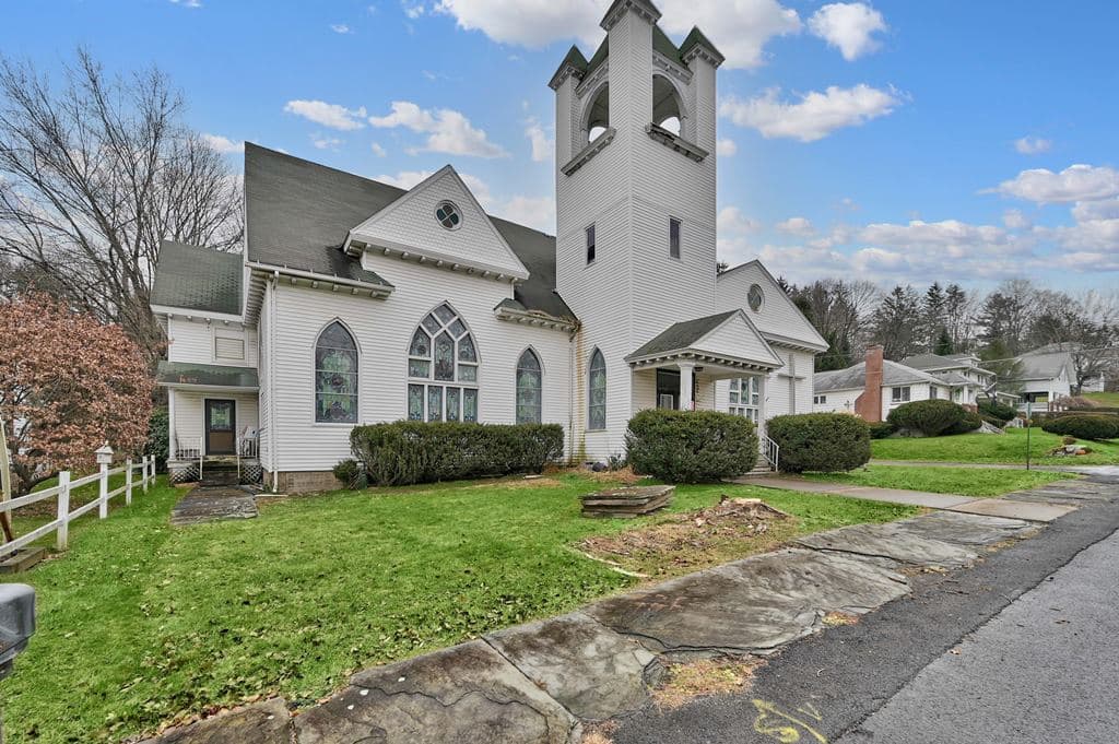 Exterior view of this 1856 church house conversion.