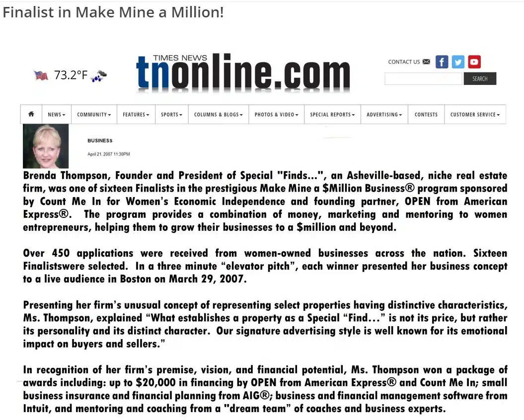 Finalist in Make Mine a Million Business