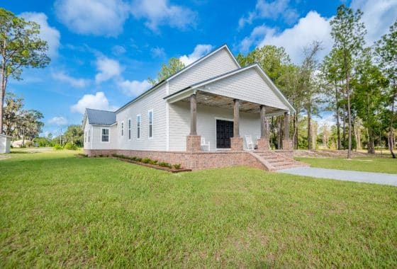 Exterior image of church converted to Modern Farmhouse