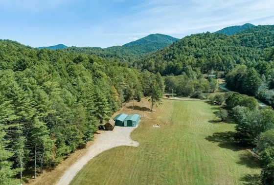 Aerial view of the 15 acre NC Mountain Retreat