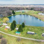 Aerial view of the HOA Campground with lakes and campers.