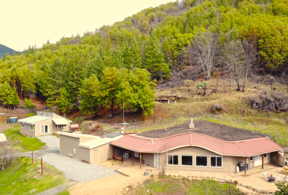 Aerial view overlooking this Safe Haven Off-Grid Oasis