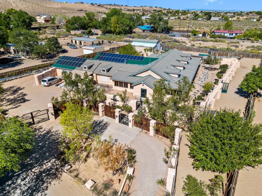 Aerial shot of off grid home.