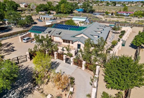 Aerial shot of off grid home.